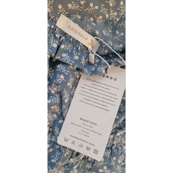 KIRUNDO Sleeveless Floral Print High Low Tie V Neck Ruffle A-Line Dress Sz S - Picture 6 of 7